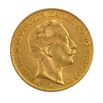 20 markių (7.16 g) auksinė moneta Wilhelm II - Prusija, Vokietija 1888-1913