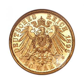 20 markių (7.16 g) auksinė moneta Otto King of Bavaria, Vokietija 1886-1913