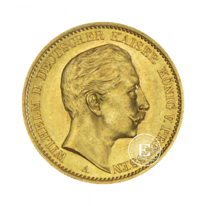 20 markių (7.16 g) auksinė moneta Vokietijos Imperija, Vokietija (atsitiktiniai metai)