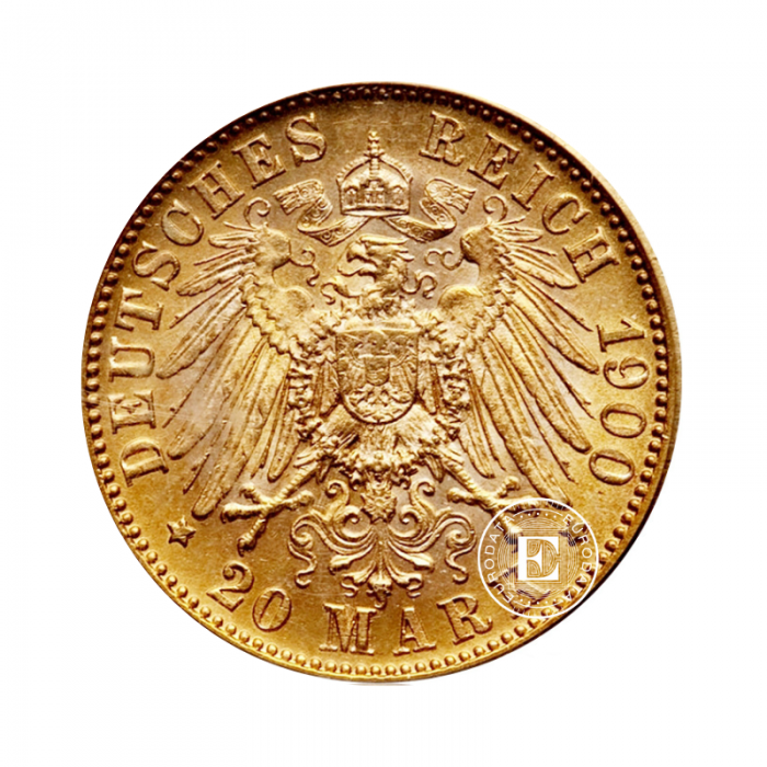 20 mark (7.16 g) goldmünze Wilhelm II König von Württemberg, Deutschland 1894-1914
