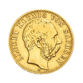 3.98 g auksinė moneta 10 markių Albert Konig von Sachsen, Vokietija 1872-1915