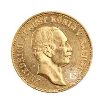 7.16 g gold coin 20 Mark Friedrich August of Saxony, Germany 1905-1914