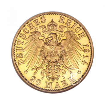 7.16 g pièce d'or 20 Mark Wilhelm II de Prusse uniforme, Allemagne