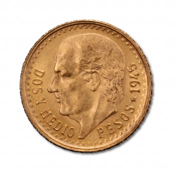 1.87 g auksinė moneta 2.5 Pesų Hidalgo, Meksika 1918-1948