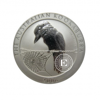 1 oz (31.10 g) sidabrinė moneta Kookaburra, Australija 2008