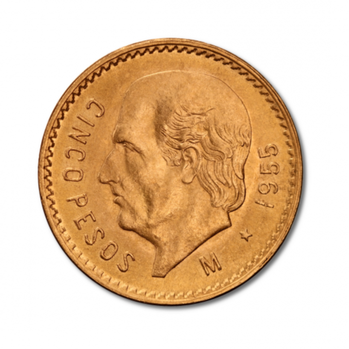 3.75 g złota moneta 5 Pesos, Meksyk 1905 -1955
