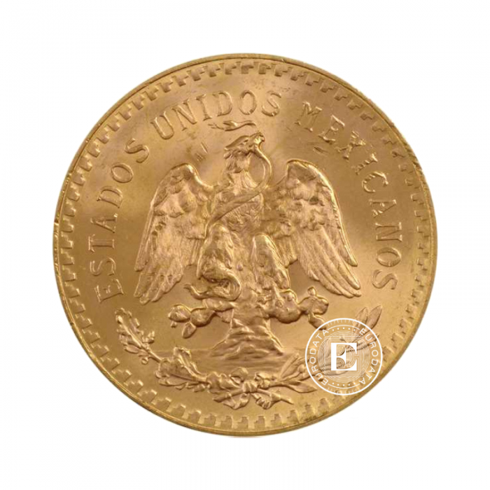 50 pesų (37.50 g) auksinė moneta Mexico Centenario, Meksika 1821-1947