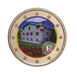 1 Eur kolorowa moneta Casa de la Vall, Andora 2014