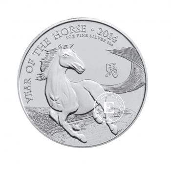 1 oz (31.10 g) sidabrinė moneta Arklio metai, Didžioji Britanija 2014