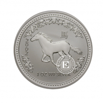 1 oz (31.10 g) sidabrinė moneta Lunar I -  Arklio metai, Australija 2002