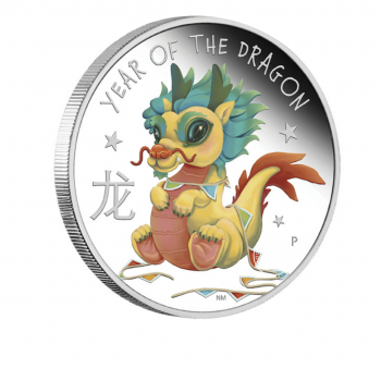 1/2 oz (15.55 g) srebrna  kolorowa PROOF moneta Year of  Dragon - Dragon Baby, Tuvalu 2024 (z certyfikatem)
