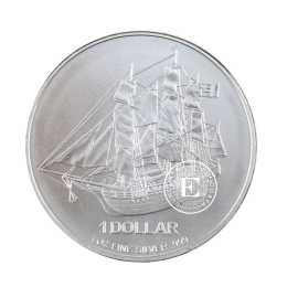 1 oz (31.10 g) sidabrinė moneta Burlaivis Bounty, Kuko Salos 2010