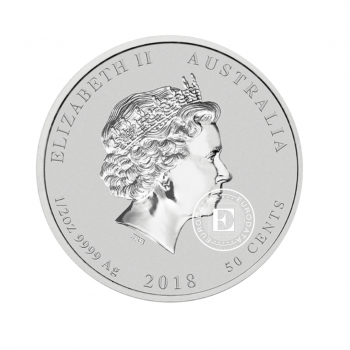 1/2 oz (15.55 g) sidabrinė moneta Lunar II - Šuns metai, Australija 2018