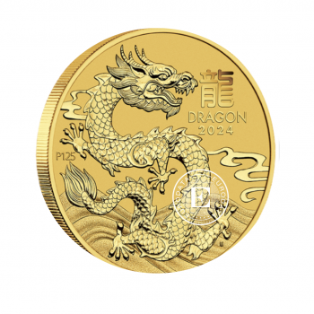 1/4 oz (7.78 g) auksinė moneta Lunar III -  Drakono metai, Australija 2024