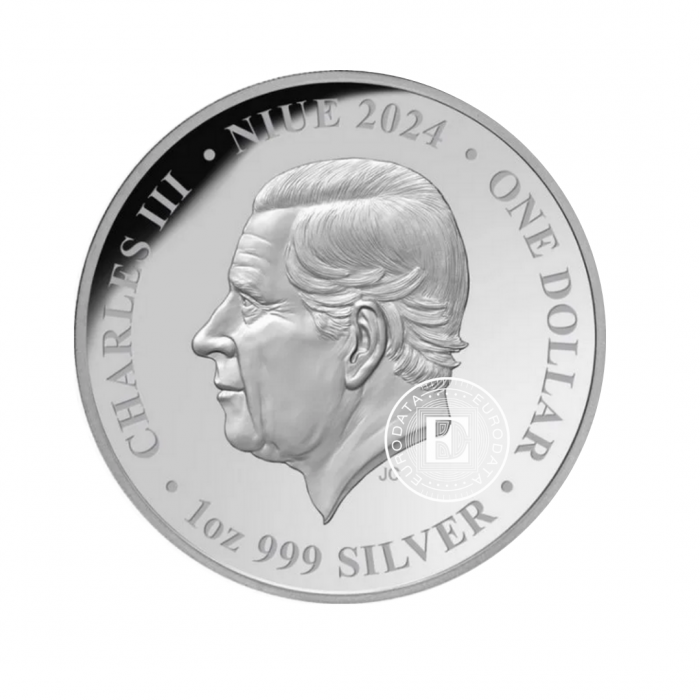 1 oz (31.10 g) sidabrinė PROOF moneta Lunar - Drakonas, Niujė 2024 (su sertifikatu)