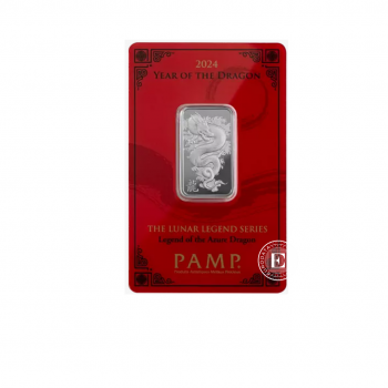 10 g silver bar The Lunar - Dragon, PAMP 999.0