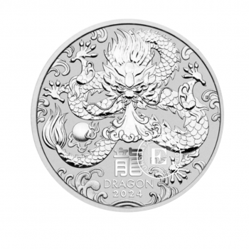 2 oz (62.20 g) sidabrinė moneta Lunar III - Drakono metai, Australija 2024