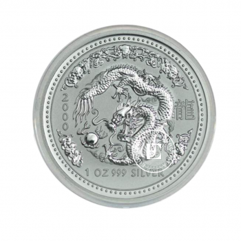 1 oz (31.10 g) sidabrinė moneta Lunar I -  Drakono metai, Australija 2000