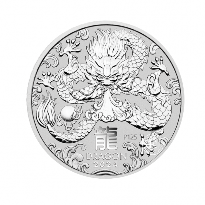 1/2 oz (15.55 g) silver PROOF coin Lunar III - Year of  Dragon, Australia 2024 (with certificate)