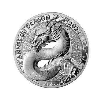 10 Eur (22.20 g) sidabrinė PROOF moneta Lunar - Drakonas, Prancūzija 2024 (su sertifikatu)