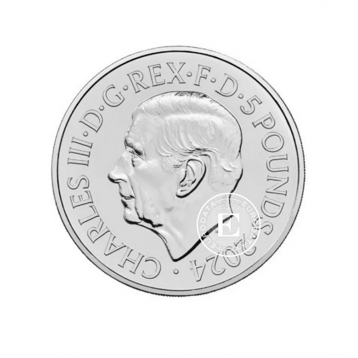 5 funtów moneta na karcie Lunar - Dragon, Wielka Brytania, 2024