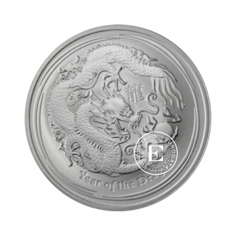 1 oz (31.10 g) sidabrinė moneta Lunar II -  Drakono metai, Australija 2012