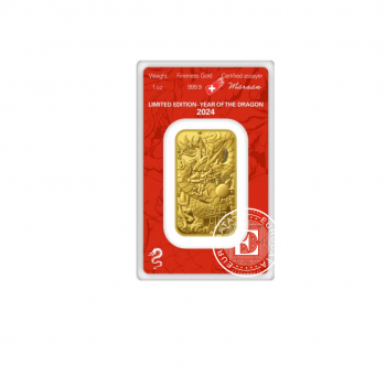 1 oz (31.10 g) investicinio aukso luitas Drakono metai, Argor-Heraeus 999.9