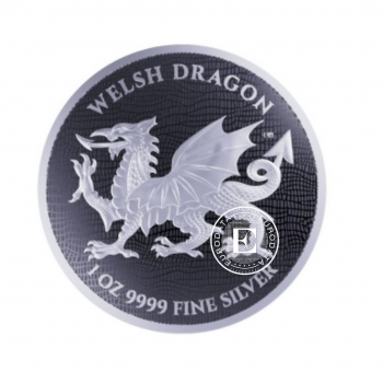 1 oz (31.10 g) sidabrinė moneta Welsh Dragon, Niujė 2022