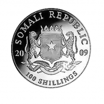 1 oz (31.10 g) sidabrinė moneta Dramblys, Somalis 2009
