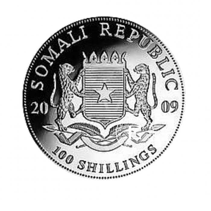 1 oz (31.10 g) srebrna moneta Elephant, Somalia 2009