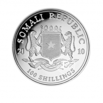 1 oz (31.10 g) sidabrinė moneta Dramblys, Somalis 2010