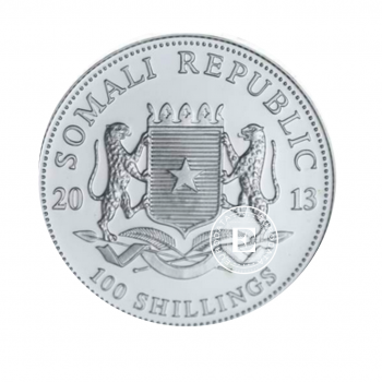 1 oz (31.10 g) sidabrinė moneta Dramblys, Somalis 2013