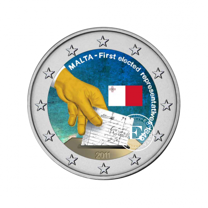 2 Eur colored coin First Maltese elections, Malta 2011