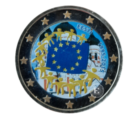2 Eur spalvota moneta ES vėliavos 30-metis, Estija 2015