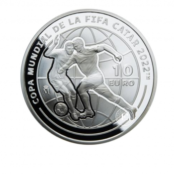 10 Eur (27 g) Silbermünze PROOF FIFA World Cup - Qatar 2022, Spanien 2021 (mit Zertifikat)