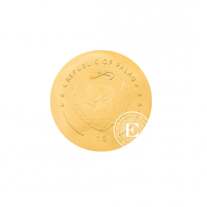 1 dolerio (0.50 g) auksinė moneta Futbolo kamuolys, Palau 2022