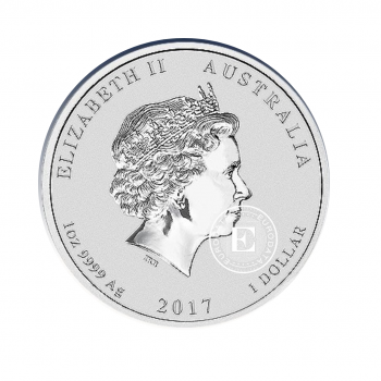 1 oz (31.10 g) sidabrinė moneta Lunar II - Gaidžio metai, Australija 2017