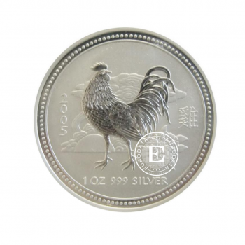 1 oz (31.10 g) sidabrinė moneta Lunar I -  Gaidžio metai, Australija 2005