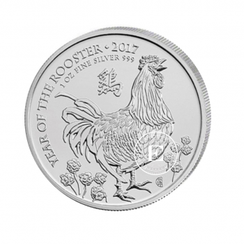 1 oz (31.10 g) sidabrinė moneta Gaidžio metai, Didžioji Britanija 2017
