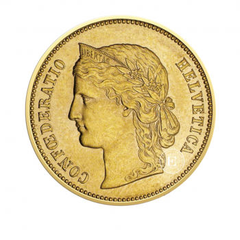 20 frankų (6.45 g) auksinė moneta Helvetica, Šveicarija 1883-1896