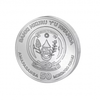 1 oz (31.10 g) sidabrinė moneta Šuns metai, Ruanda 2018