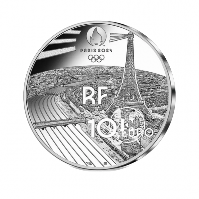 10 Eur (22.20 g) silver PROOF coin Olympic Games -  Swimming, France 2021 (with certificate)