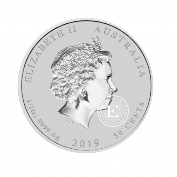 1/2 oz (15.55 g) sidabrinė moneta Lunar II - Kiaulės metai, Australija 2019