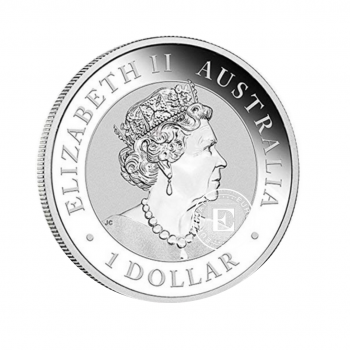 1 oz (31.10 g) sidabrinė moneta Kookaburra, Australija 2019