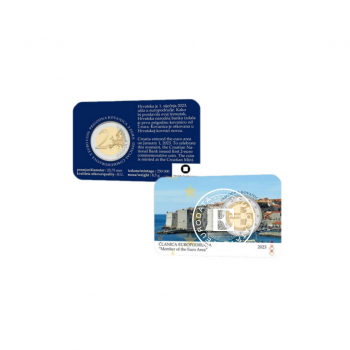 2 Eur coin on coincard Euro introduction, Croatia 2023