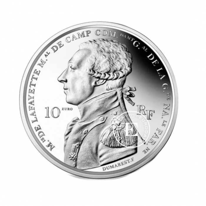 10 Eur (22.20 g) Silbermünze PROOF La Fayette, Frankreich 2020 (mit Zertifikat)