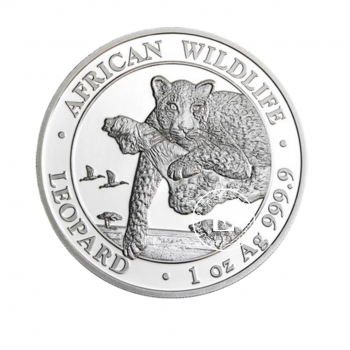 1 oz (31.10 g) sidabrinė moneta Afrikos laukinė gamta - Leopardas, Somalis 2020
