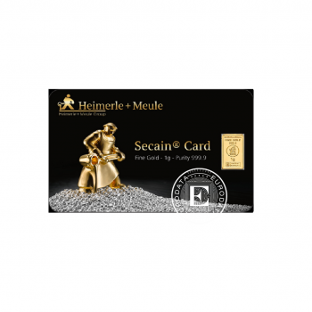 1 g investment gold bar, Heimerle+Meule 999.9