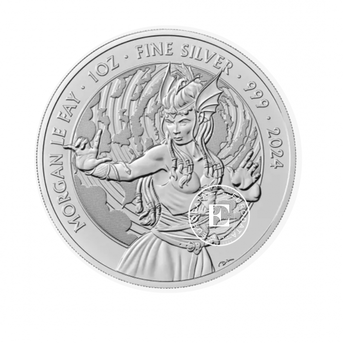 1 oz (31.10 g) sidabrinė moneta Mitai ir Legendos - Morgan Le Fay, Didžioji Britanija 2024