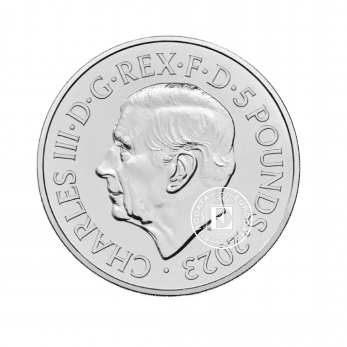 5 Pfund münze auf der Karte Myths and Legends - Merlin, Großbritannien, 2023